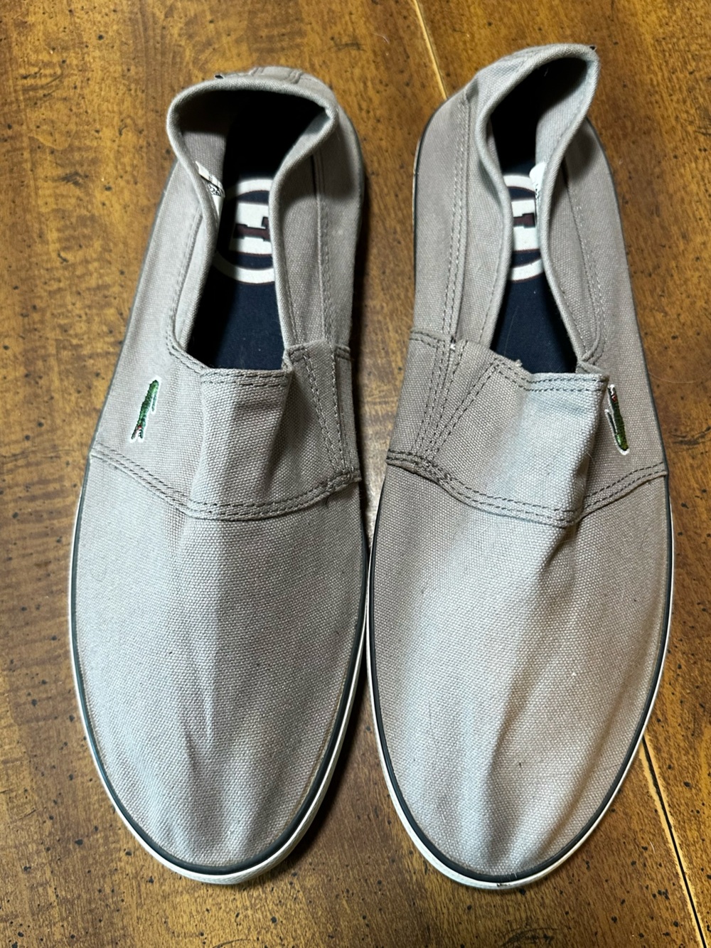 Lacoste Men's Slip-On Canvas Loafers in Light Taupe